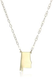 10k Yellow Gold Alabama State Pendant Necklace, 16