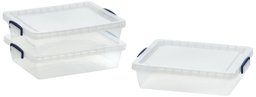 AmazonBasics Clear Plastic Storage Boxes with Lids - 10.5 Liters - Pack of 3