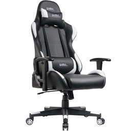 Umi Essentials Gaming Chair Computer Chair Executive Chair Faux Leather Swivel Office Chair Height Adjustable Desk Chair Ergonomic Design with Adjustable Arms and Tilt Function