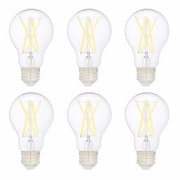 AmazonBasics 75W Equivalent, Clear, Daylight, Non-Dimmable, 10,000 Hour Lifetime, A19 LED Light Bulb | 6-Pack