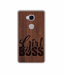 Amazon Brand - Solimo Designer Girl Boss On Wood UV Printed Soft Back Case Mobile Cover for Huawei Honor 5X