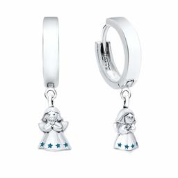 Hikaro Creole Earrings Angel Guardian Angel 925 Silver (Blue)