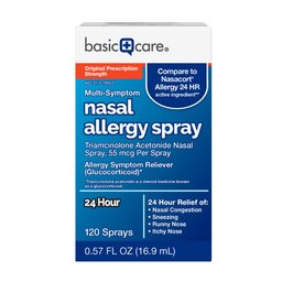 Basic Care Triamcinolone Acetonide Nasal Allergy Spray, 55 mcg per spray, 0.57 Fluid Ounce