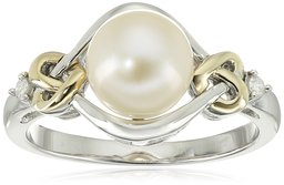 [Find] Amazon Collection Sterling Silver, K Yellow Gold 8 mm Freshwater Cultured pa-rurabunotto & Diamond Accent Ring, Size 8 