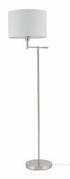 Amazon Brand - Ravenna Home Single-Light Swing Arm Floor Lamp with White Linen Shade, LED Bulb Included, 63