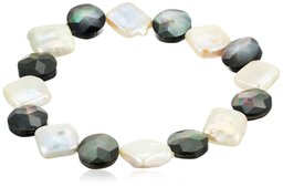 Mother of Pearl and Cultured Freshwater Pearl Stretch Bracelet