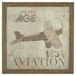 Amazon Brand – Stone & Beam Vintage 'Golden Age' Aviation Poster, Antiqued Wood-Tone Frame, 20