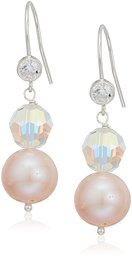 Crystals by Swarovski and Natural Pink Cultured Freshwater Pearl Snowman Clip-On Earrings