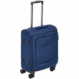 AmazonBasics, Premium, valigia espandibile, morbida, con rotelle multidirezionali e chiusura TSA, 46 cm, bagaglio a mano di dimensioni standard, Blu