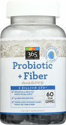 365 Everyday Value, Probiotic + Fiber Gummies 2 Billion CFU, Natural Blue Raspberry Flavor, 60 ct