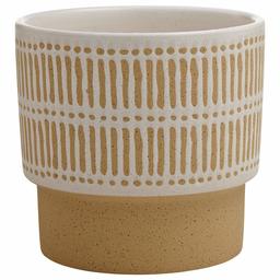 Amazon Brand – Stone & Beam Emerick Rustic Stoneware Planter Pot - 6 Inch, Brown and White