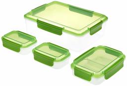 Amazon Brand - Solimo Rectangular Storage Container Set, Set of 4, Green