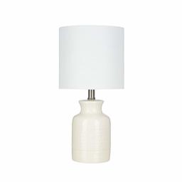 Amazon Brand – Stone & Beam Textured Ceramic Table Lamp with LED Light Bulb - 16.75 Inch, White