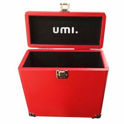 Umi Vinyl Record Storage Box and Holder, Portable Vintage Record Album Storage Case, Vinyl Records Collections Storage Organizer Display Case - 7 Inch (Red)