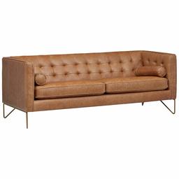 Amazon Brand – Rivet Brooke Contemporary Mid-Century Modern Tufted Leather Sofa Couch, 82