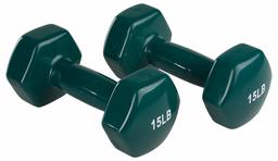 Amazon Basic Vinyl Dumbbells, 14.9 lbs (6.8 kg), Set of 2, Teal