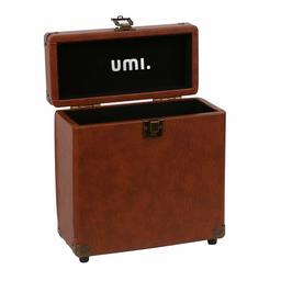 Umi Vinyl Record Storage Box and Holder, Portable Vintage Record Album Carry Case, Vinyl Records Collections Storage Organizer Display Box - 7 Inch (Brown)