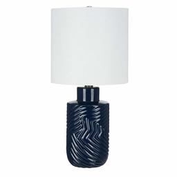 Amazon Brand – Rivet Table Lamp with Textured Ceramic Base, Bulb Included, 20 Inch Height, Gibraltar Sea Blue