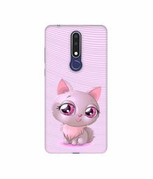 Amazon Brand - Solimo Designer Cute Pink Cat 3D Printed Hard Back Case Mobile Cover for Nokia 3.1 Plus