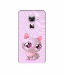 Amazon Brand - Solimo Designer Cute Pink Cat 3D Printed Hard Back Case Mobile Cover for LeEco Le Max 2