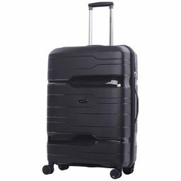 EONO Essentials Valise Trolley Ultra Leger et résistante 8 Roues Serrure à Combinaison TSA à 3 Chiffres (Noir, Grand)