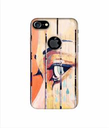 Amazon Brand - Solimo Designer Potrat On Wood 3D Printed Hard Back Case Mobile Cover for Apple iPhone 7 (with Logo Cut)