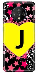 Amazon Brand - Solimo Designer Heart Pattern Alphabet-J 3D Printed Hard Back Case Mobile Cover for OnePlus 7T