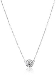 14k Gold Bezel Set Solitaire Adjustable Pendant Necklace