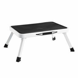 Amazon Basics Step Stool - 1-Step, Steel with Anti-slip Mat and Handgrip, 200-Pound Capacity, White