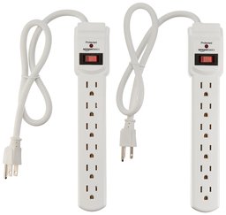 AmazonBasics 6-Outlet Surge Protector With 2-Foot Cord, 2-Pack protezione da sovraccarico