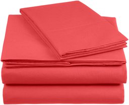 AmazonBasics Everyday Single Duvet Set, Salmon Pink, with 1 pillowcase