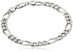 Men's Sterling Silver Italian 6.80 mm Solid Figaro Link Bracelet, 8.5