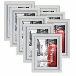 UMI 7x5 Photo Frames White Home Decor Wall Picture Frame Set, 8 Pieces