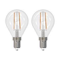 UMI by Amazon G45 liten Edison golfboll med E14-skruvsockel, P45 LED-lampa, 2,1 W (motsvarar 25 W), 15 000 timmar, klarglas med synliga glödtrådar, varmvit (2700 K) – 2-pack