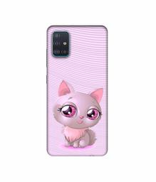 Amazon Brand - Solimo Designer Cute Pink Cat 3D Printed Hard Back Case Mobile Cover for Samsung Galaxy A71