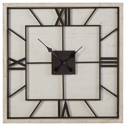 Amazon Brand – Stone & Beam Large Battery Operated Square Art Deco Wood Wall Clock - 27 Inch, White