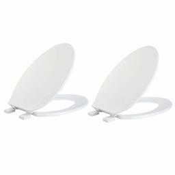 AmazonBasics Economy Toilet Seat, Elongated, White, 2-Pack