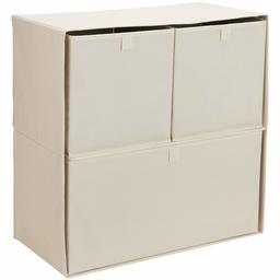 Amazon Brand - Solimo 4 Piece Fabric Storage Organiser,Beige