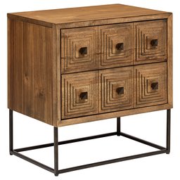 Amazon Brand – Rivet Mid-Century Modern Industrial Geometric Carved Wood Bedroom Nightstand, 24