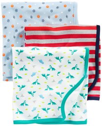 Simple Joys by Carter's Baby Boys' 3-Pack Cotton Swaddle Blankets