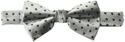 BUTTONED DOWN Men's Classic Silk Pre-Tied Bow Tie, silver dot, One Size