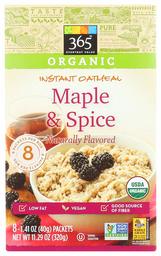 365 Everyday Value, Organic Instant Oatmeal, Maple & Spice, 8 ct