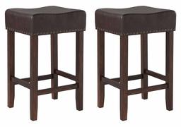 Amazon Brand – Ravenna Home Lisetta Nailhead Saddle Bar Stool, 15.75