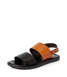 Amazon Brand - Symbol Men's Black/Tan Sandals-11 UK/India (45 EU) (AZ-KY-317A)