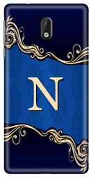 Amazon Brand - Solimo Designer Blue Pattern Alphabet-N 3D Printed Hard Back Case Mobile Cover for Nokia 3