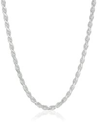 Amazon Essentials Sterling Silver Diamond Cut Rope Chain Necklace, 18