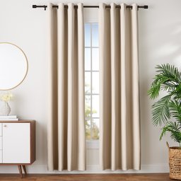 AmazonBasics - Juego de cortinas que no dejan pasar la luz, con ojales, 168 x 229 cm, Beige