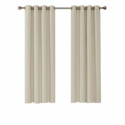 UMI. by Amazon Rideaux Beige Foncé Occultants Isolants Thermiques Reducteur de Bruit a Oeillets Rideau Salon Chambre Bebe 2 Pièces 140x260cm