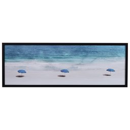 Amazon Brand – Stone & Beam Modern Blue Umbrellas on Sand Print in Black Wood Frame, 62