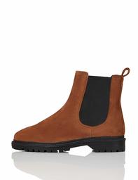 find. Chunky Sole Leather Chelsea Boots, Brown, 4 UK